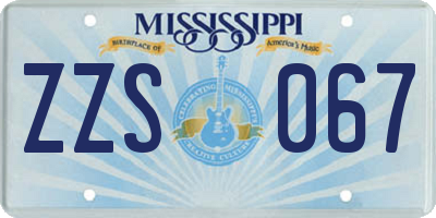 MS license plate ZZS067