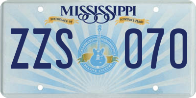 MS license plate ZZS070