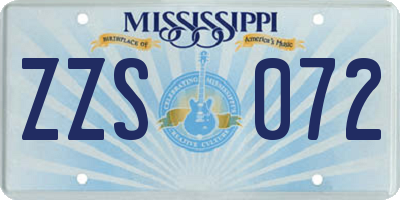 MS license plate ZZS072