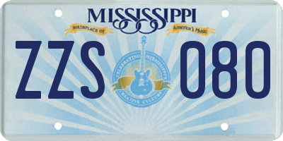 MS license plate ZZS080