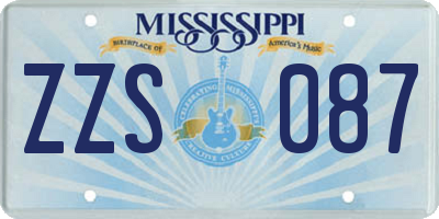 MS license plate ZZS087