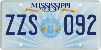 MS license plate ZZS092