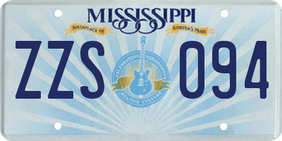 MS license plate ZZS094