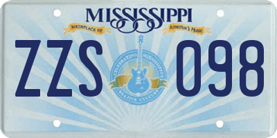 MS license plate ZZS098