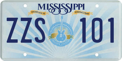 MS license plate ZZS101