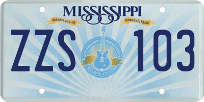 MS license plate ZZS103