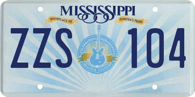 MS license plate ZZS104
