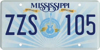 MS license plate ZZS105