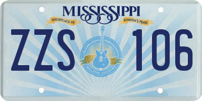 MS license plate ZZS106