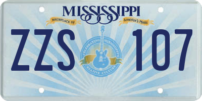 MS license plate ZZS107