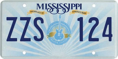 MS license plate ZZS124