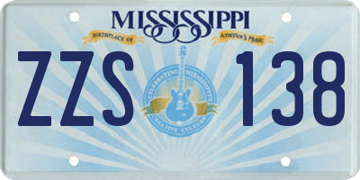 MS license plate ZZS138