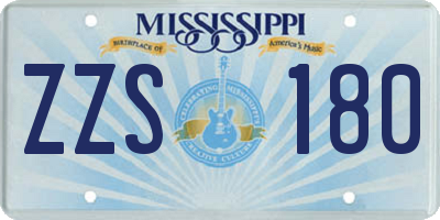 MS license plate ZZS180