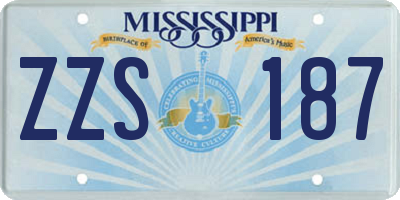 MS license plate ZZS187