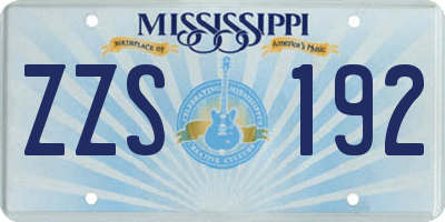 MS license plate ZZS192