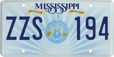 MS license plate ZZS194