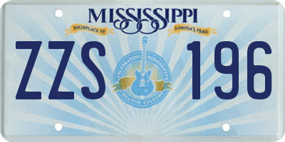 MS license plate ZZS196