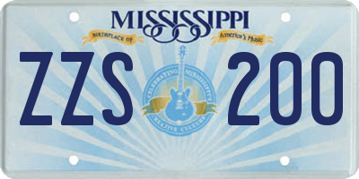 MS license plate ZZS200