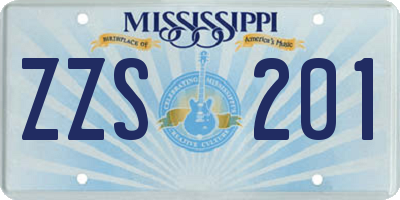 MS license plate ZZS201