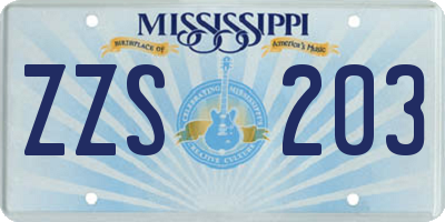 MS license plate ZZS203