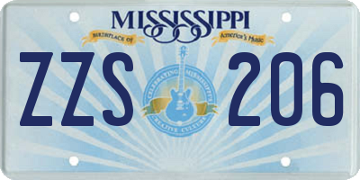 MS license plate ZZS206