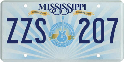 MS license plate ZZS207