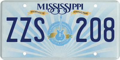 MS license plate ZZS208