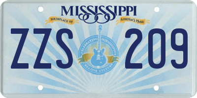 MS license plate ZZS209