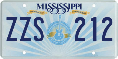 MS license plate ZZS212