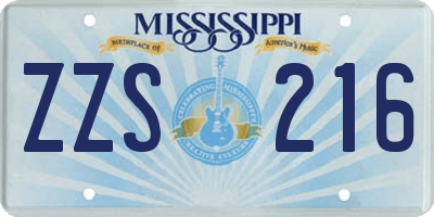 MS license plate ZZS216