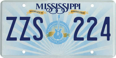 MS license plate ZZS224