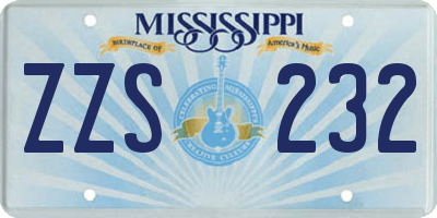 MS license plate ZZS232