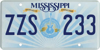 MS license plate ZZS233