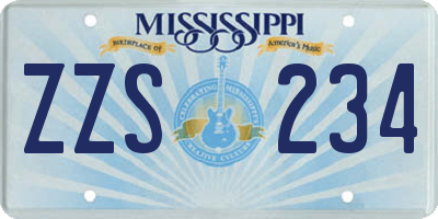 MS license plate ZZS234