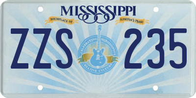 MS license plate ZZS235