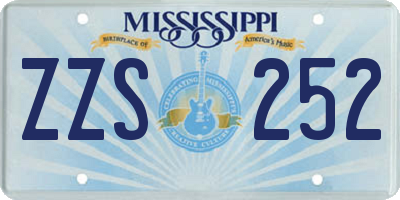 MS license plate ZZS252