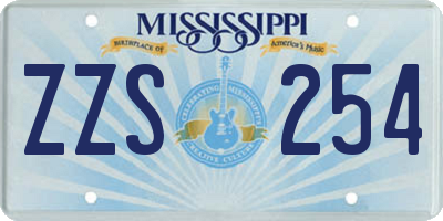 MS license plate ZZS254