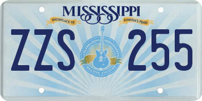 MS license plate ZZS255