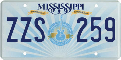 MS license plate ZZS259