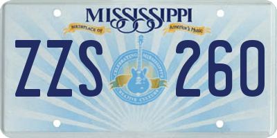 MS license plate ZZS260