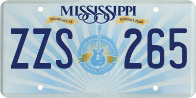 MS license plate ZZS265