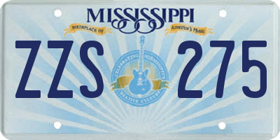 MS license plate ZZS275