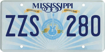 MS license plate ZZS280