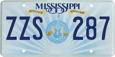 MS license plate ZZS287