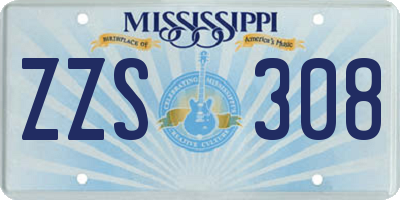 MS license plate ZZS308