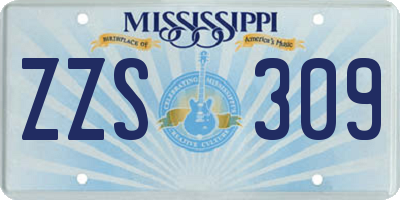 MS license plate ZZS309