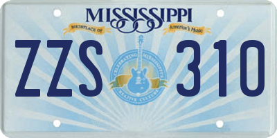 MS license plate ZZS310
