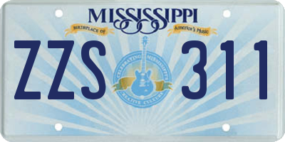 MS license plate ZZS311