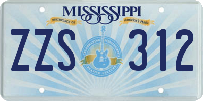 MS license plate ZZS312