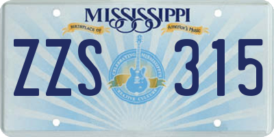 MS license plate ZZS315